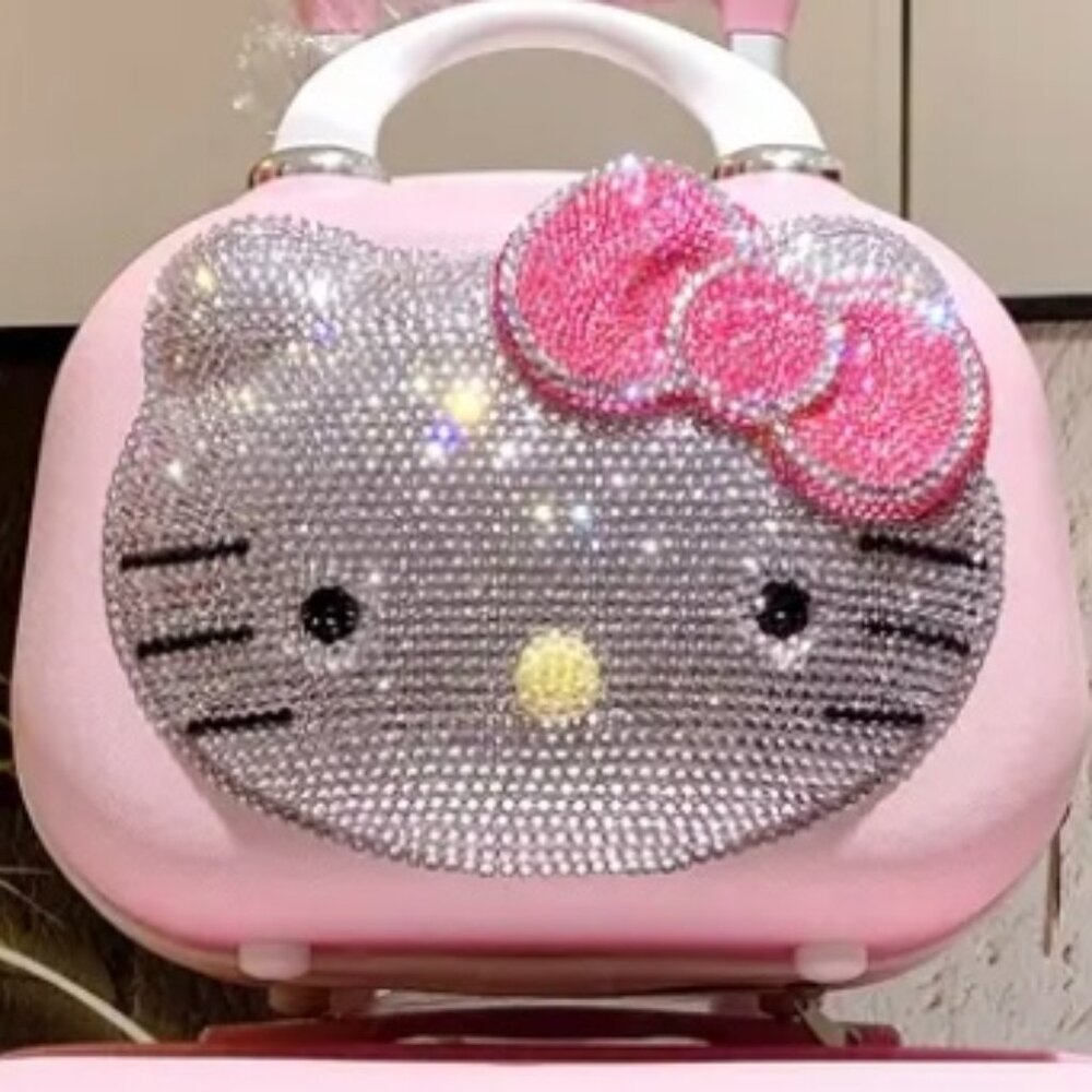 Hello Kitty BLING Travel Cosmetic Case Box Beauty Makeup Case Bag Organizer